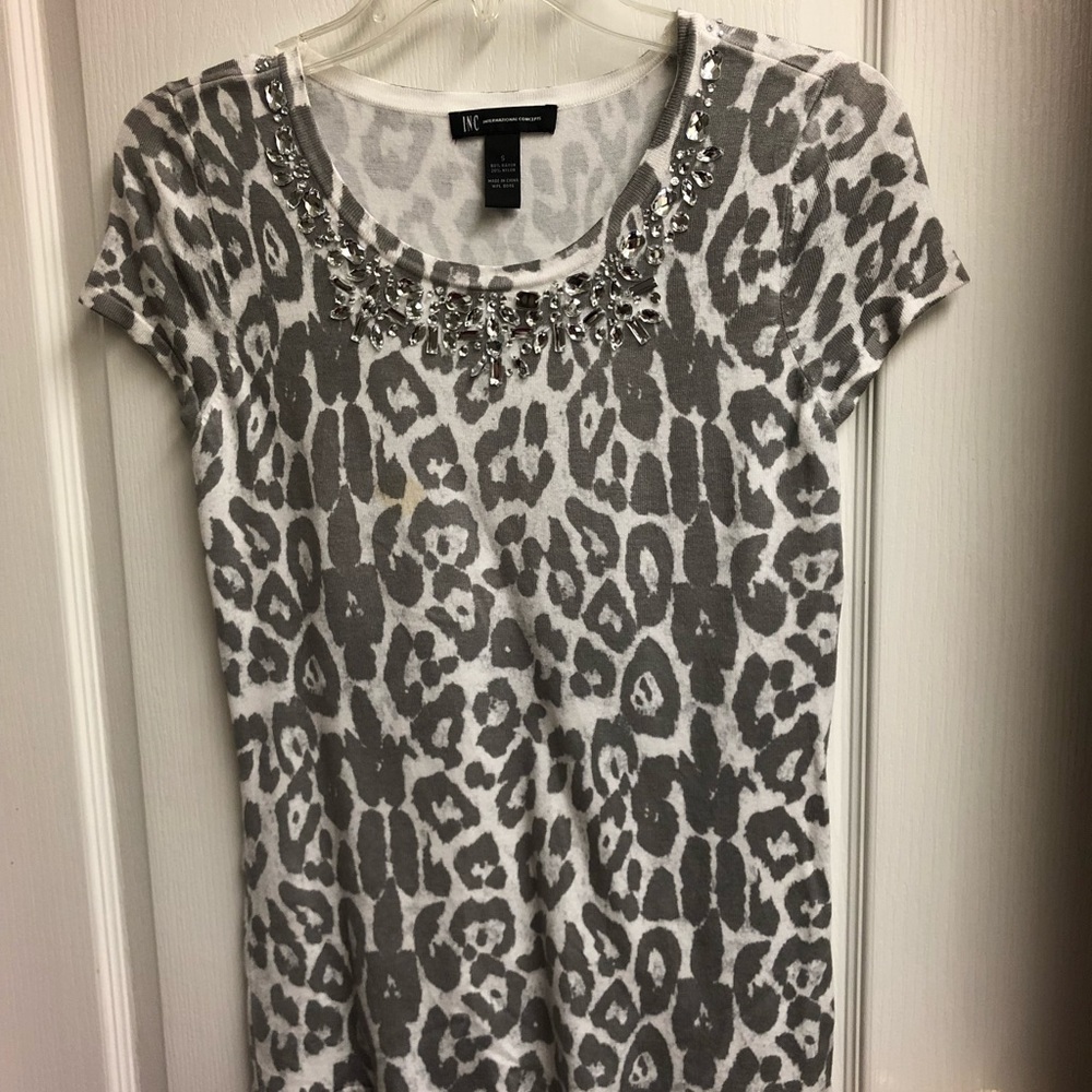 INC jeweled collar top